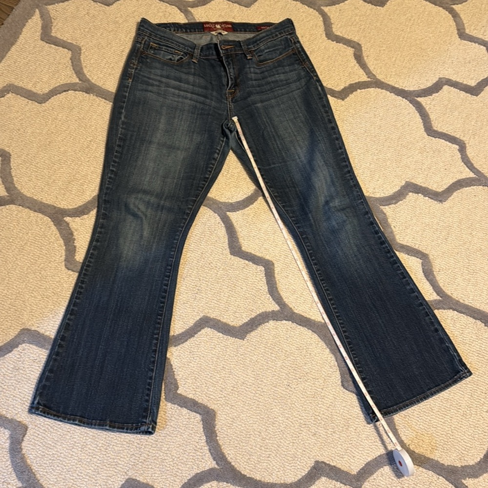 Lucky Brand Womens Medium Dark Wash Sofia Ankle Boot Cut Jeans, Size 8/29